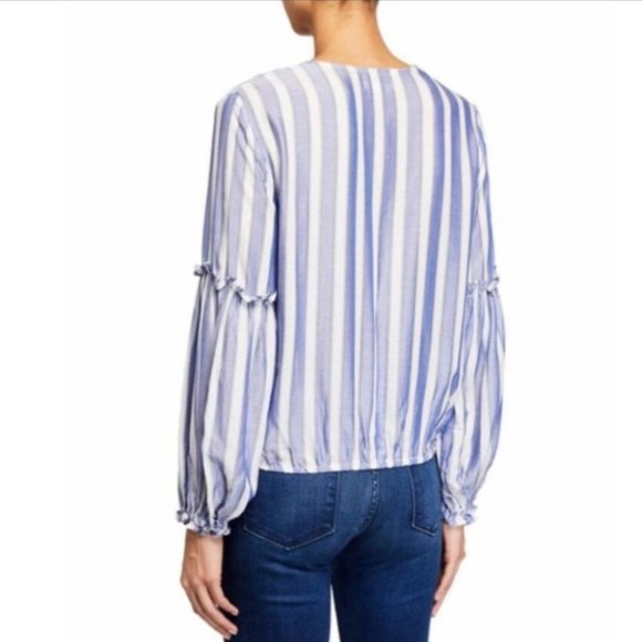 Max Studio  Women's Striped Wrap Blouse Size L - Picture 3 of 8